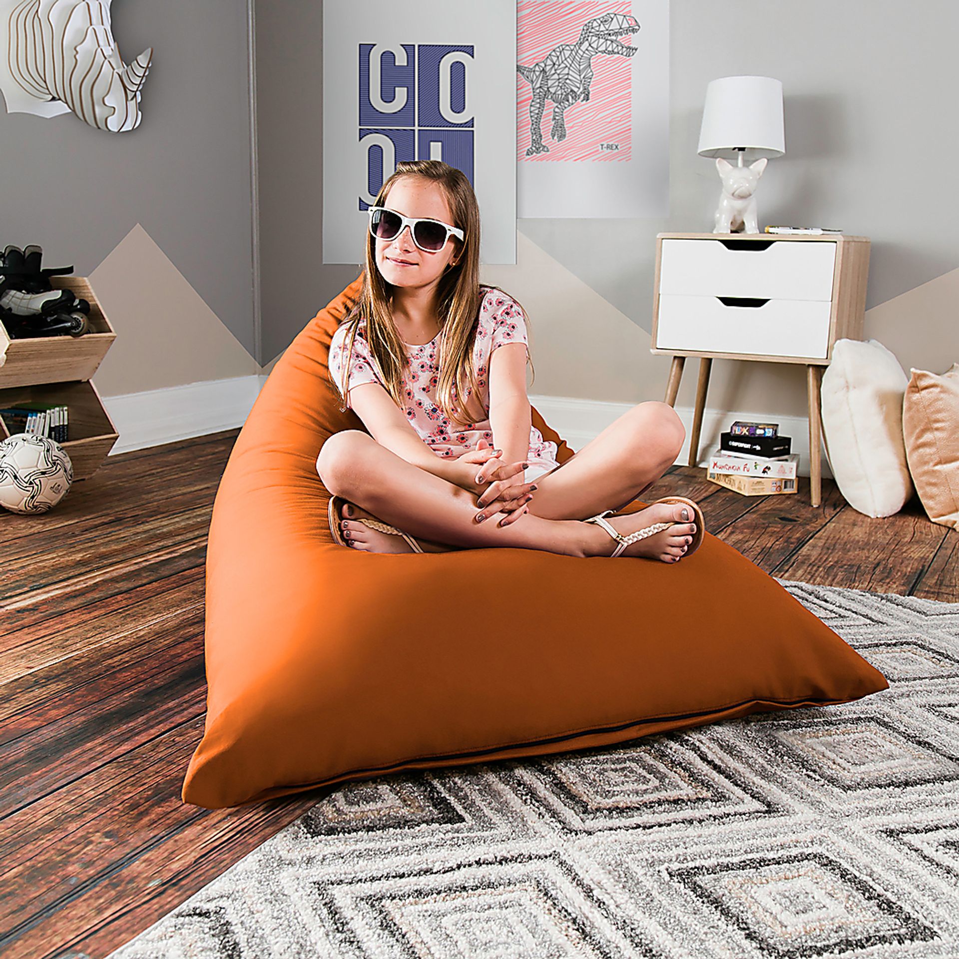 Kids Triform Rust Small Bean Bag Chair - Image 5