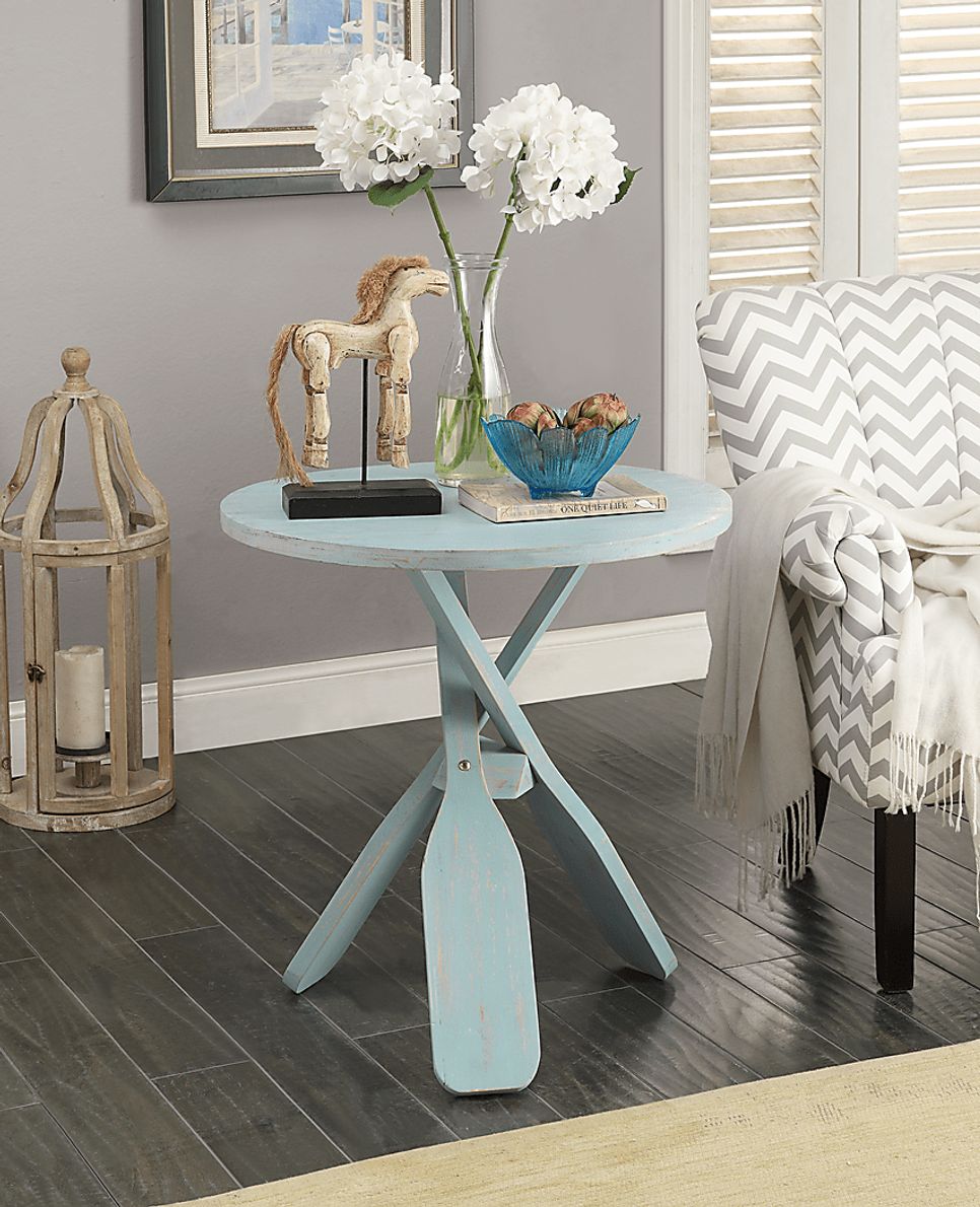 Triple Paddle Blue Accent Table