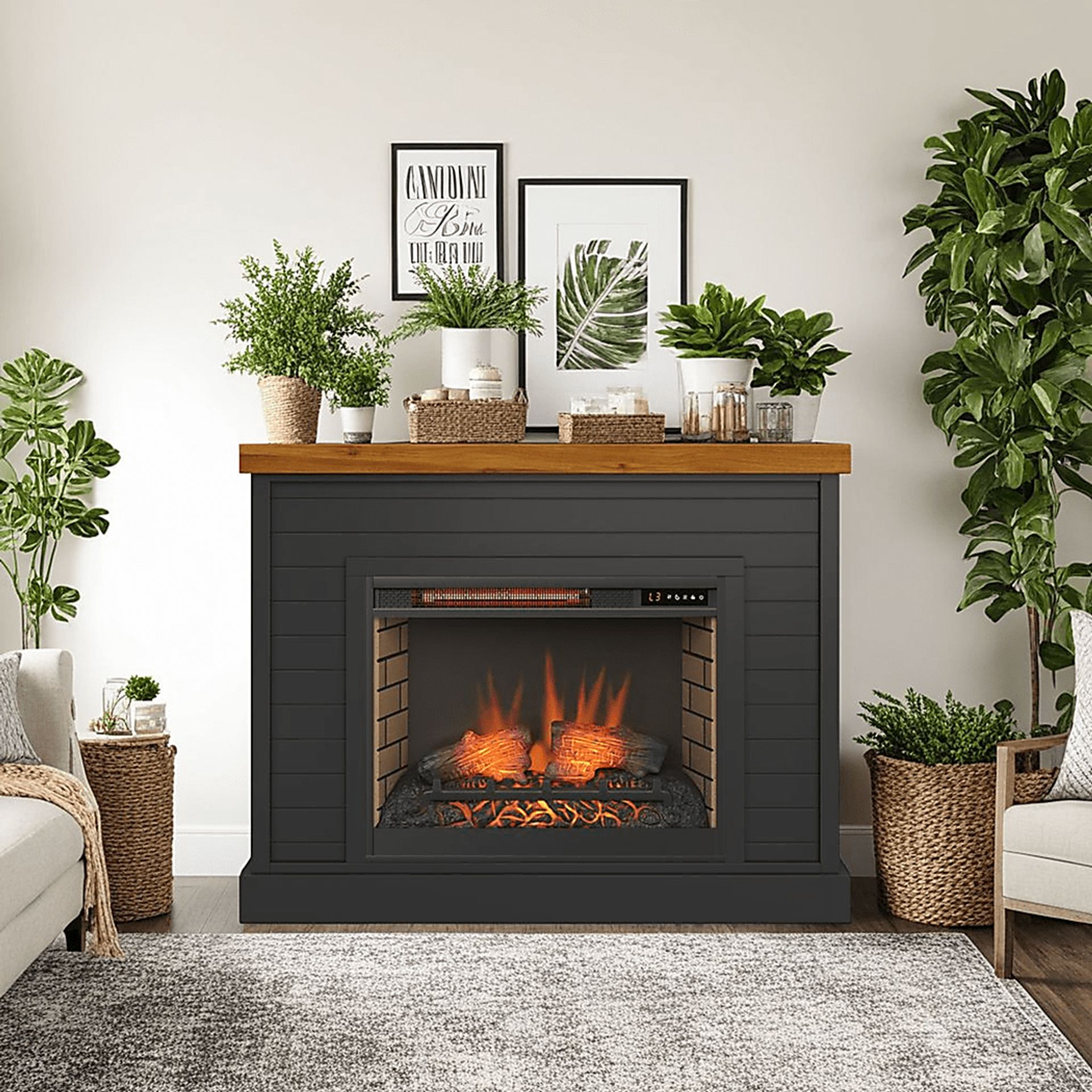 Trisano Black 48in. Console with Electric Fireplace - Image 9