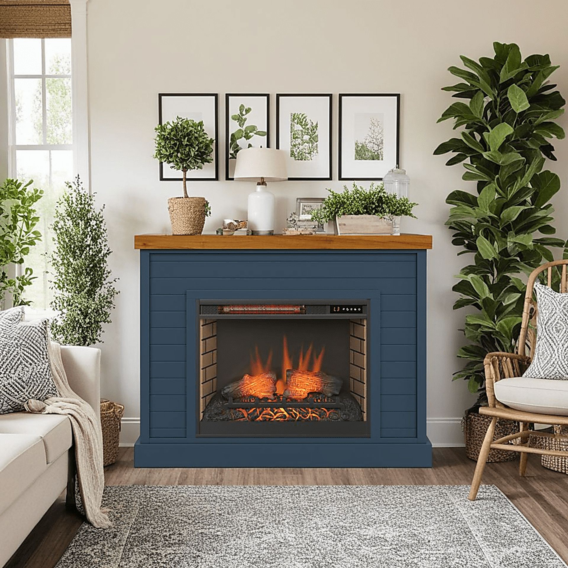 Trisano Blue 48in. Console with Electric Fireplace - Image 2