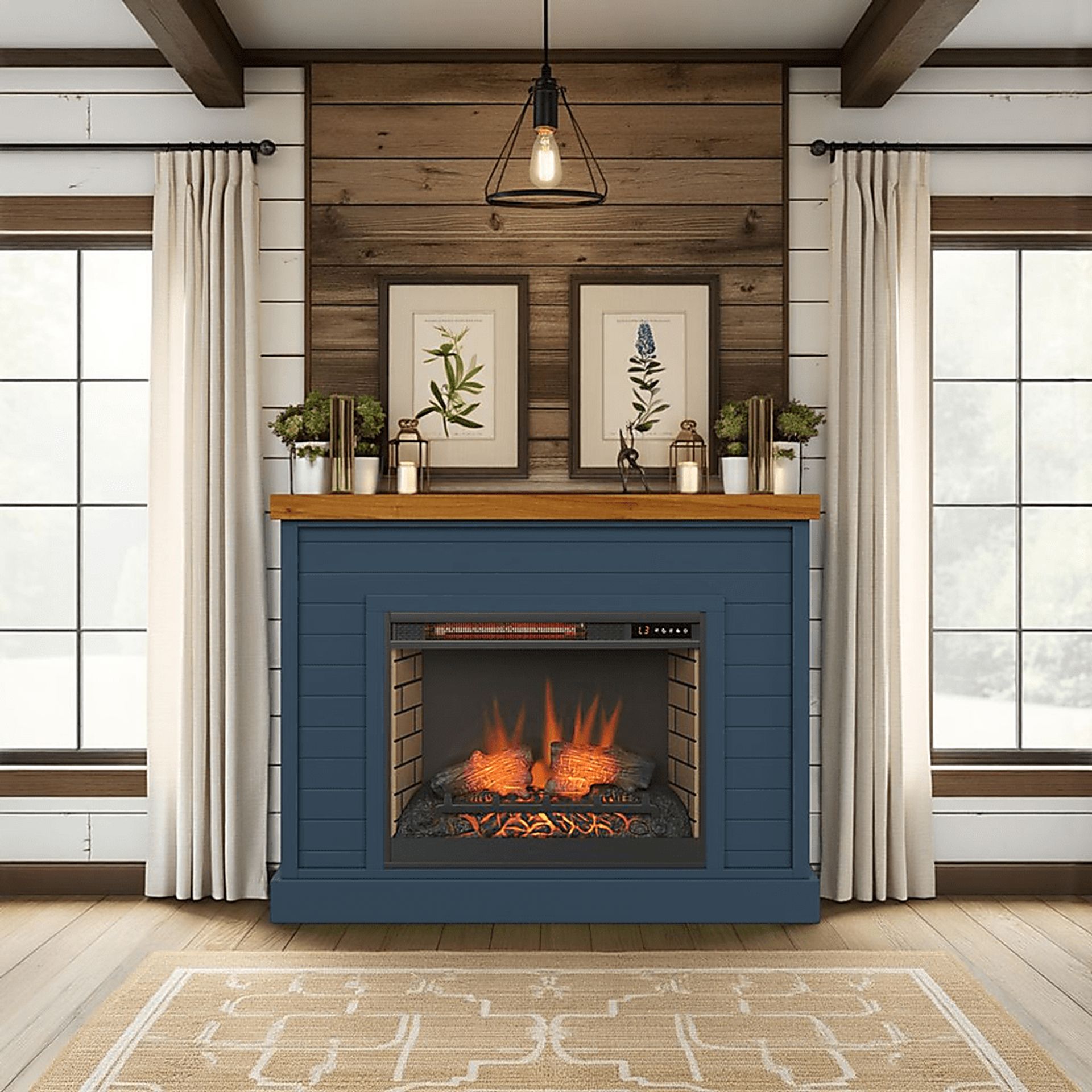Trisano Blue 48in. Console with Electric Fireplace - Image 3