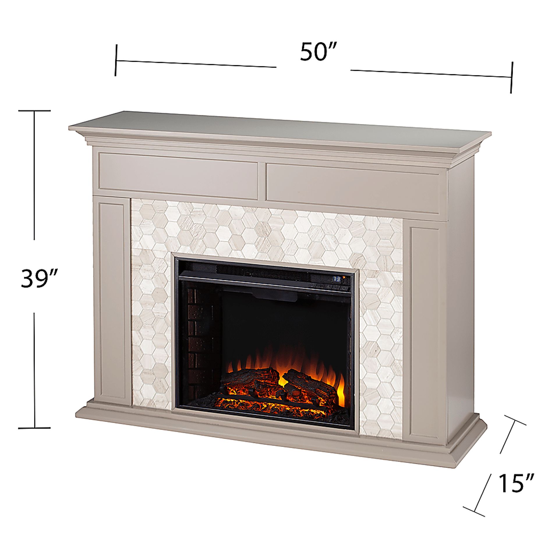 Tronewood II Gray 50 in. Console, With Electric Fireplace - Image 9