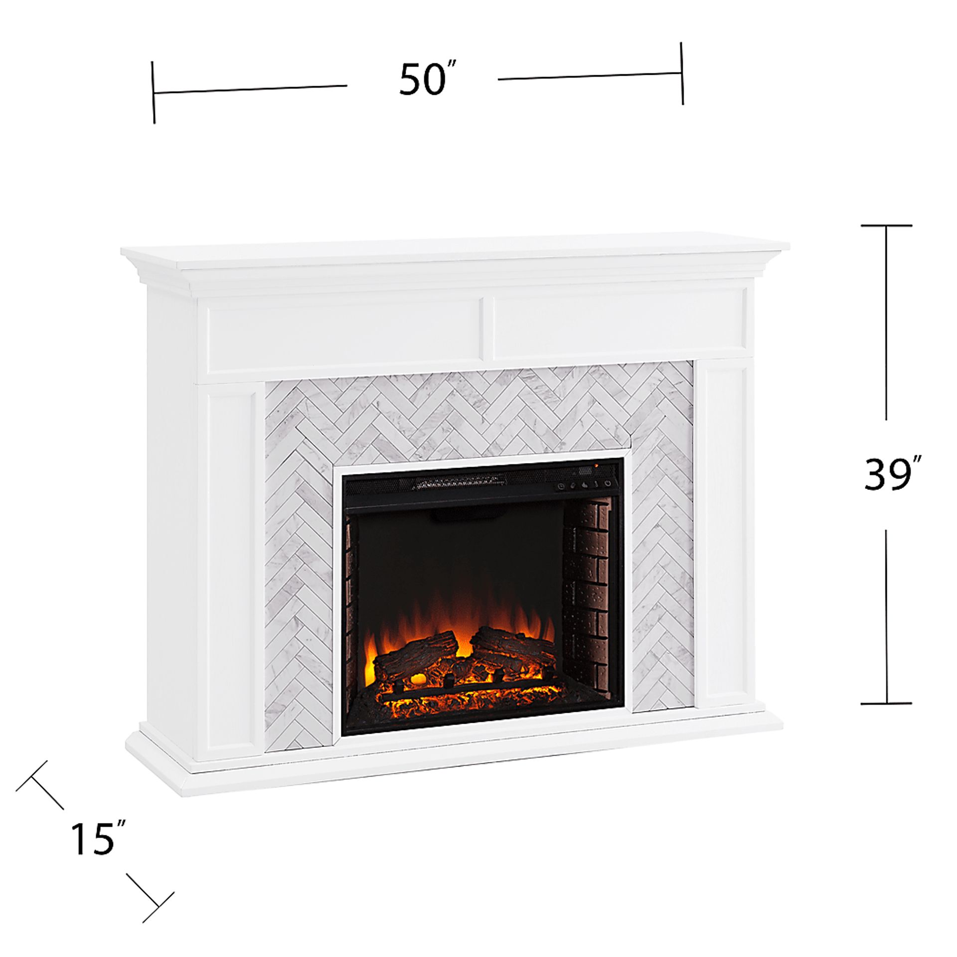 Tronewood II White 50 in. Console With Electric Log Fireplace - Image 8