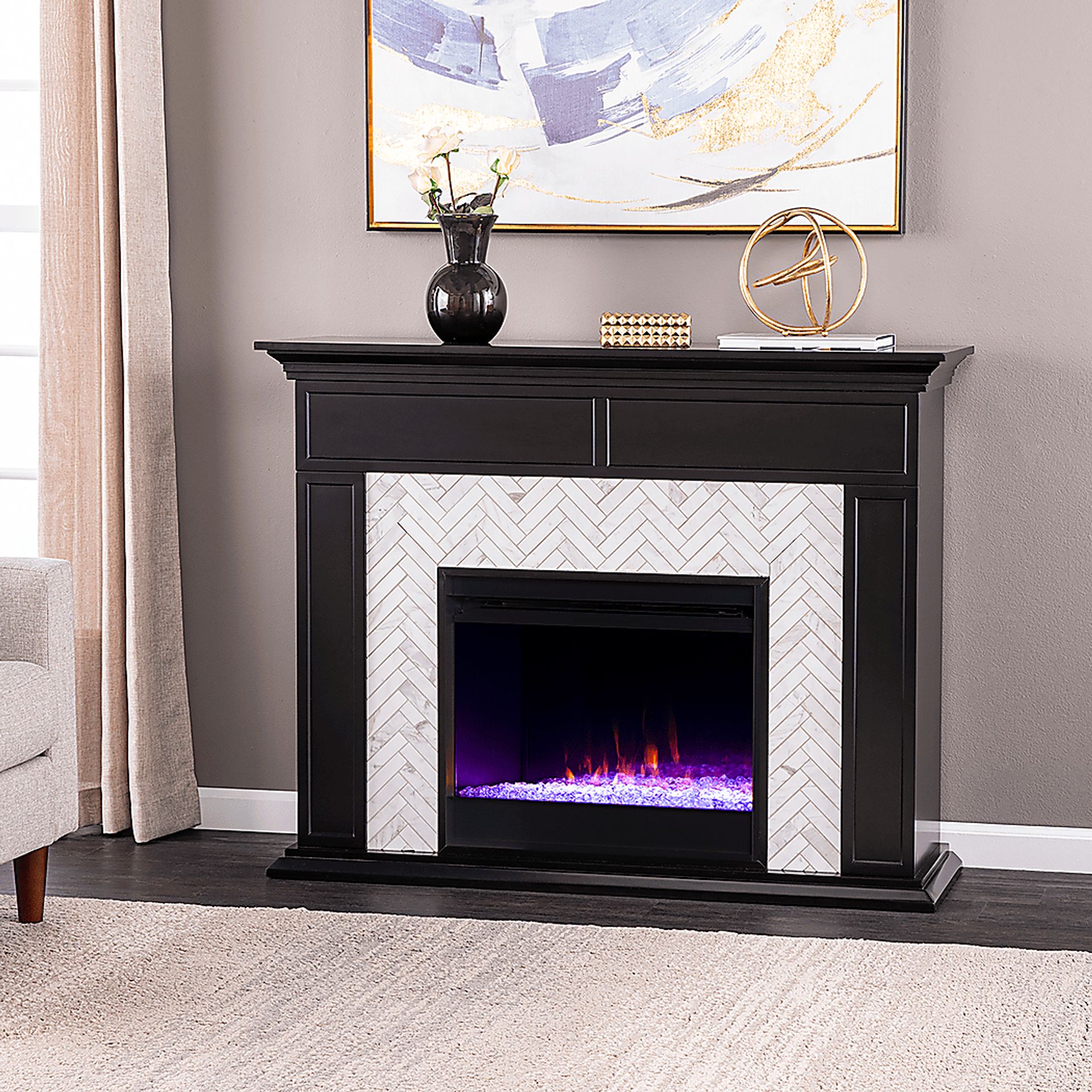 Tronewood I Black 50 in. Console, With Color Changing Electric Fireplace - Image 10