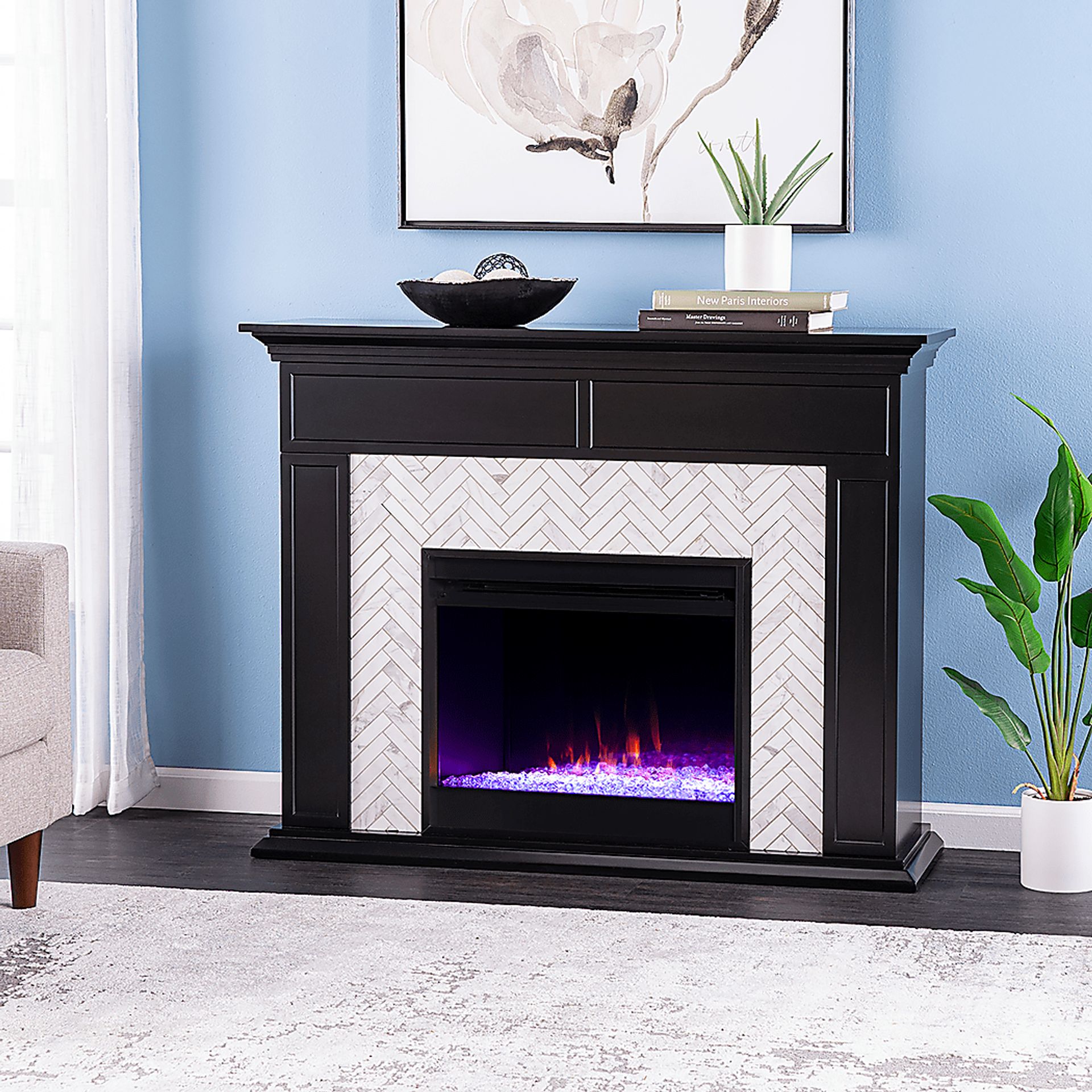 Tronewood I Black 50 in. Console, With Color Changing Electric Fireplace - Image 2