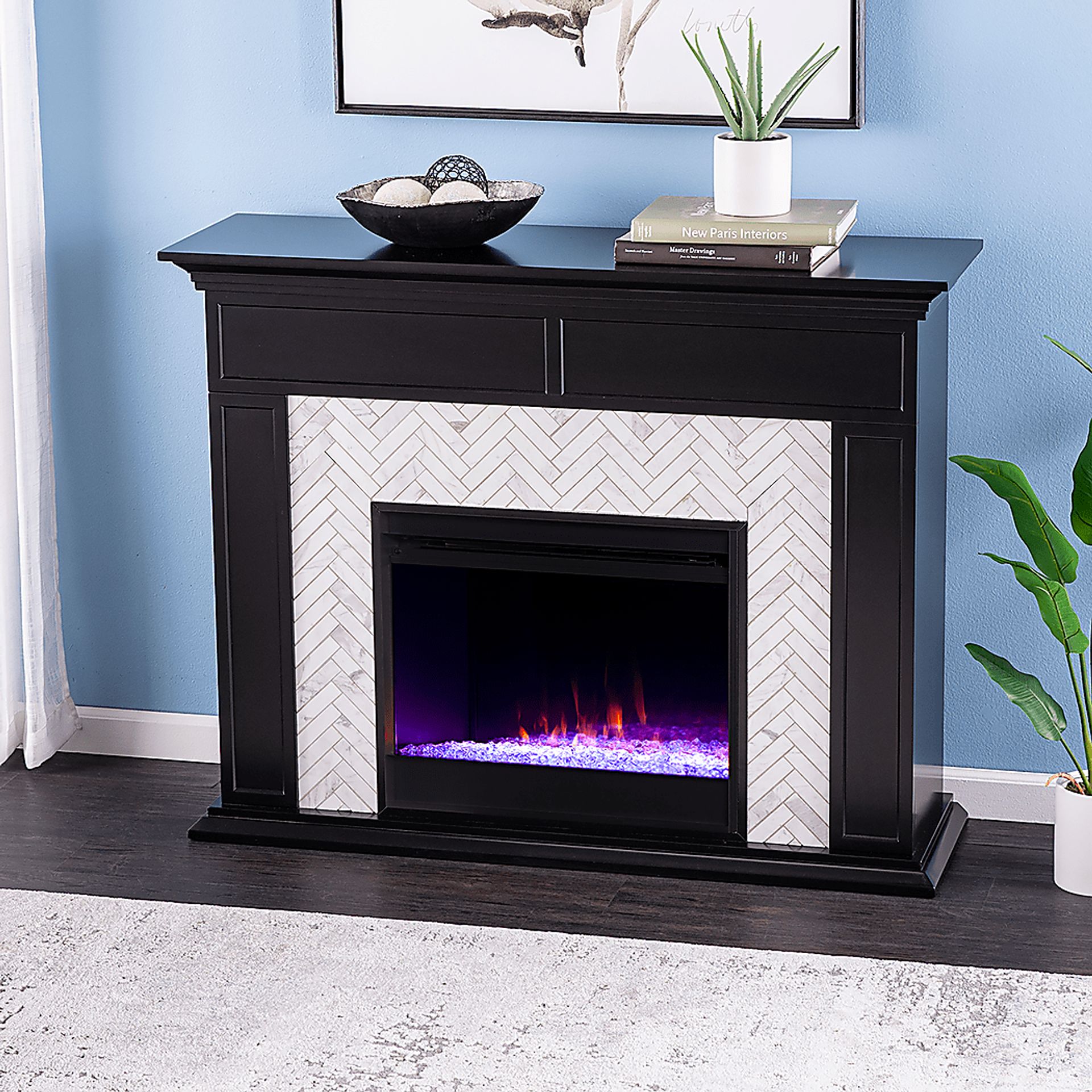 Tronewood I Black 50 in. Console, With Color Changing Electric Fireplace - Image 8
