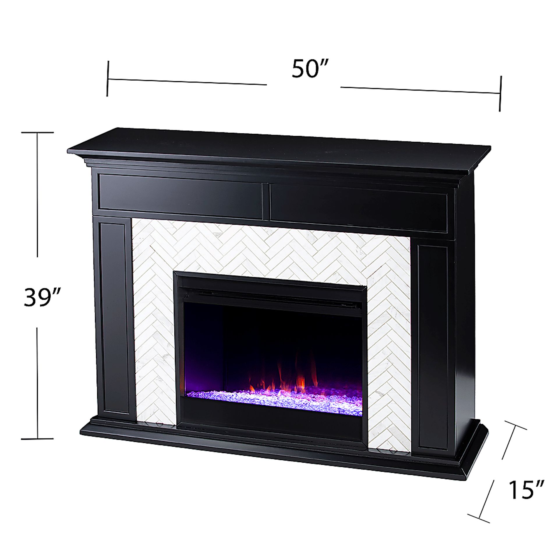 Tronewood I Black 50 in. Console, With Color Changing Electric Fireplace - Image 9