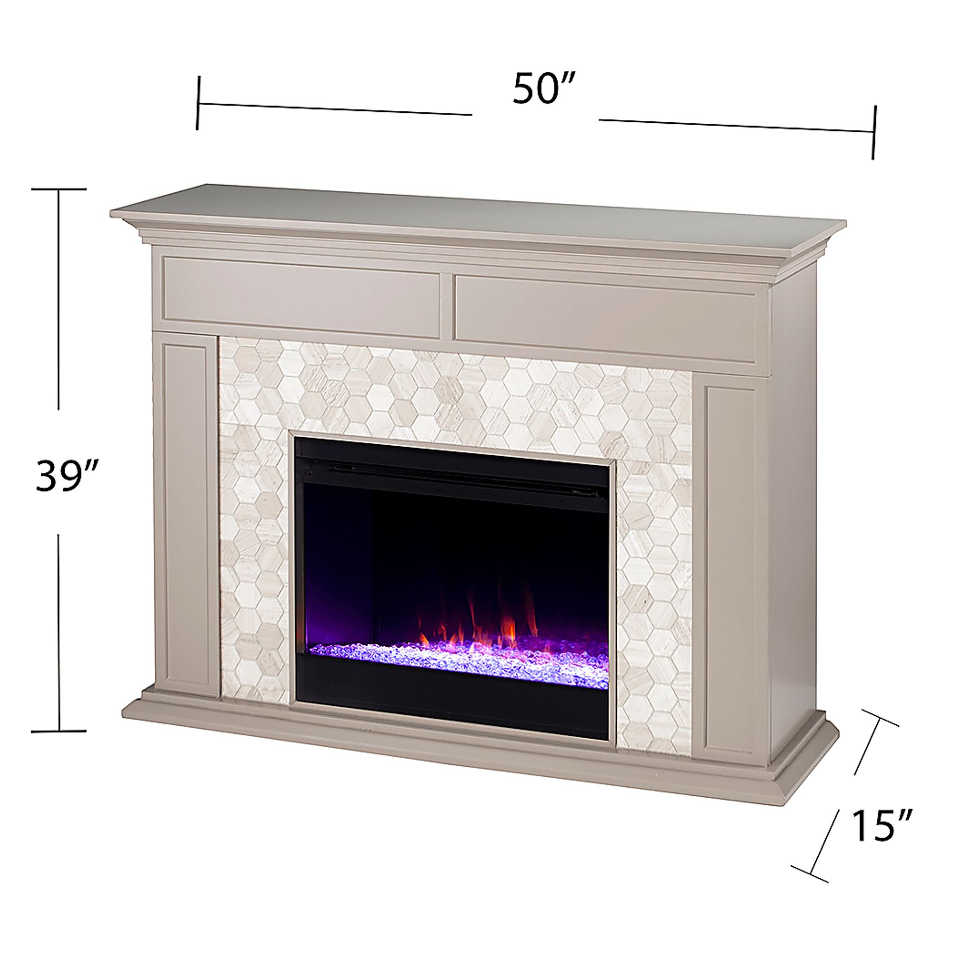 Tronewood I Gray 50 in. Console, With Color Changing Electric Fireplace - Image 7