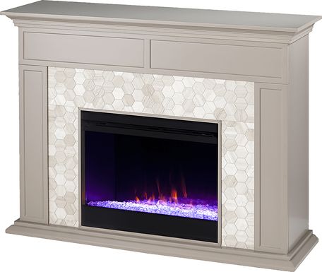 Tronewood I Gray 50 in. Console, With Color Changing Electric Fireplace