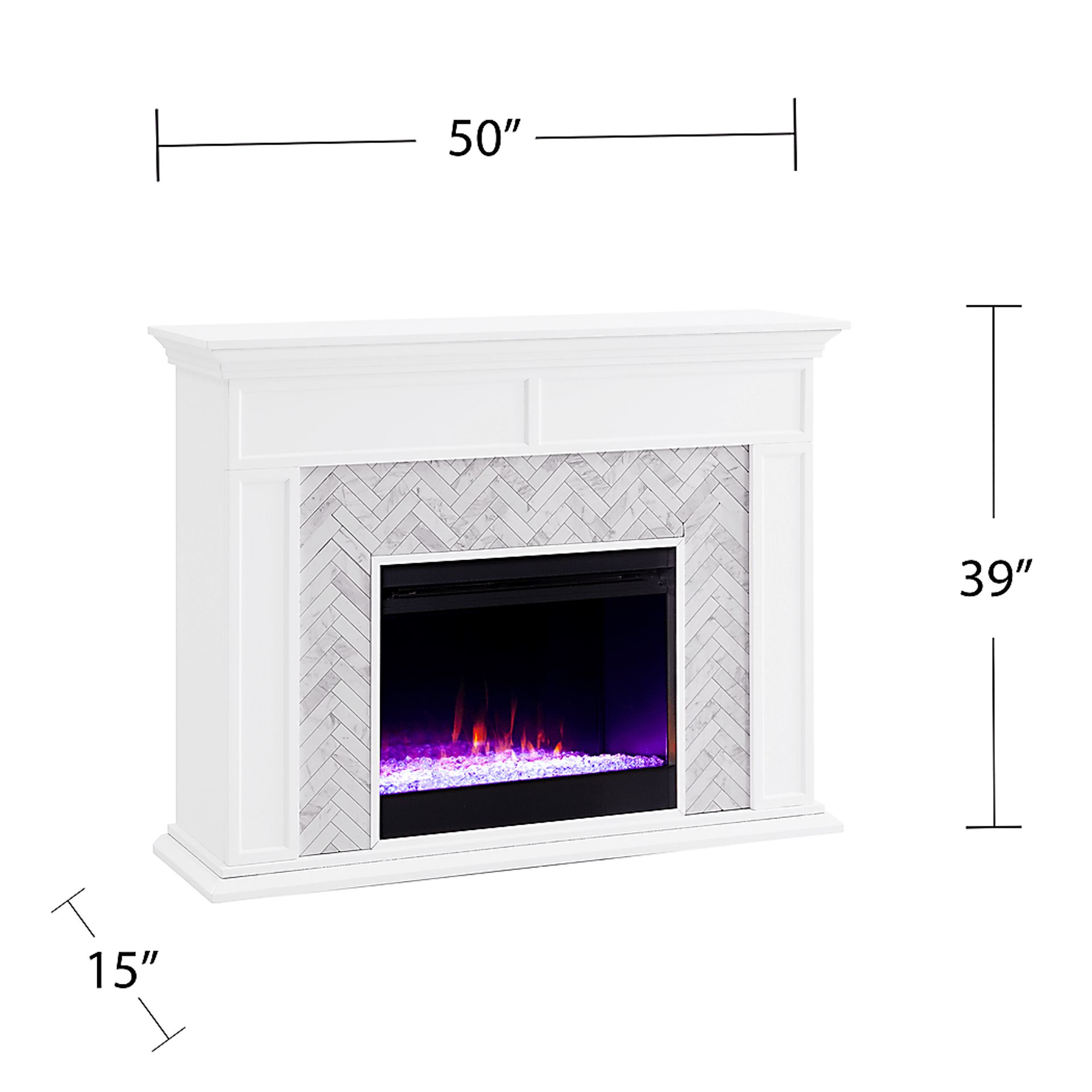 Tronewood I White 50 in. Console, With Color Changing Electric Fireplace - Image 10