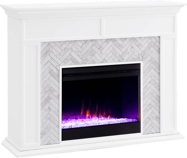 Tronewood I White 50 in. Console, With Color Changing Electric Fireplace - Thumbnail - Image 1
