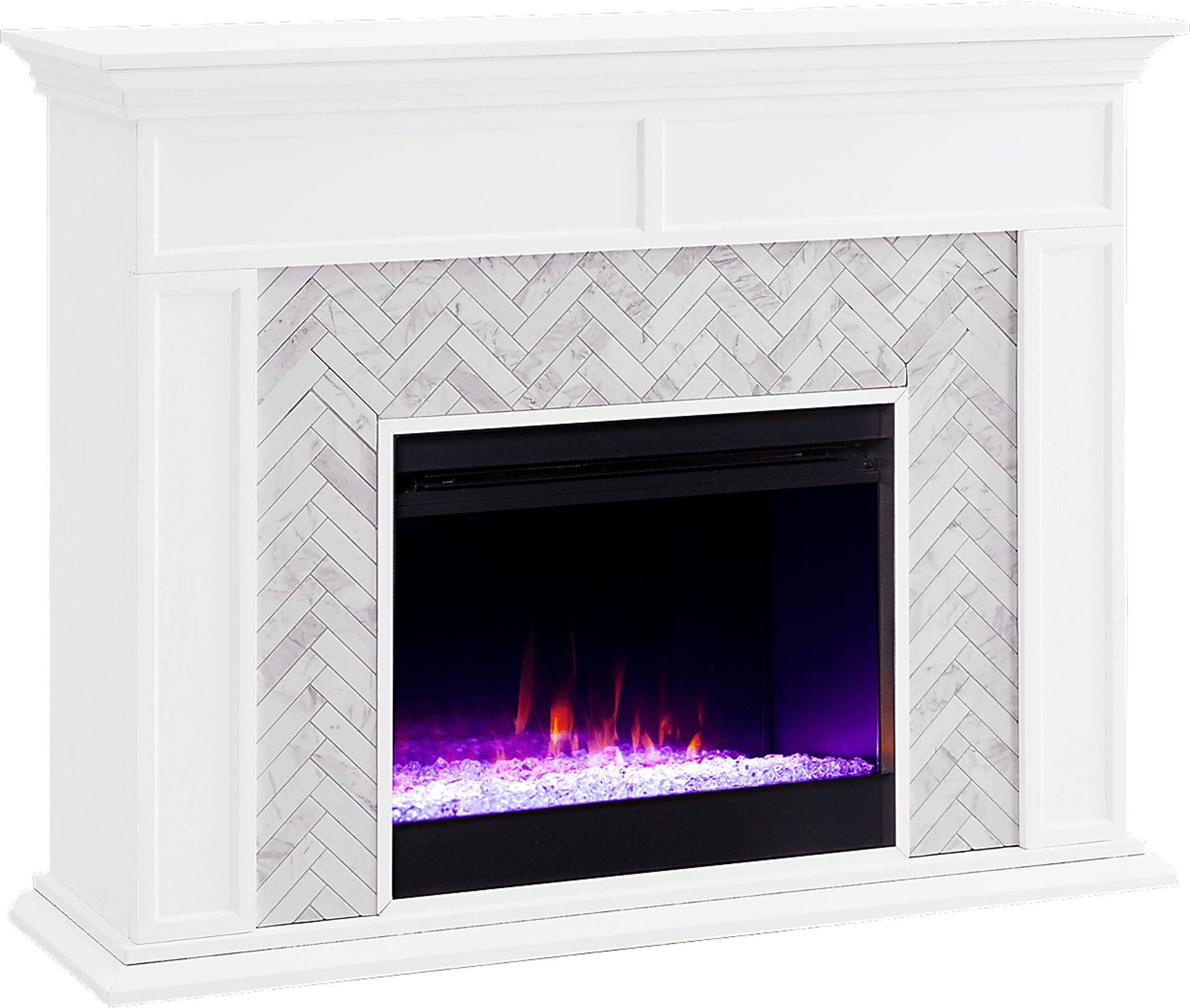 Tronewood I White 50 in. Console, With Color Changing Electric Fireplace - Image 1