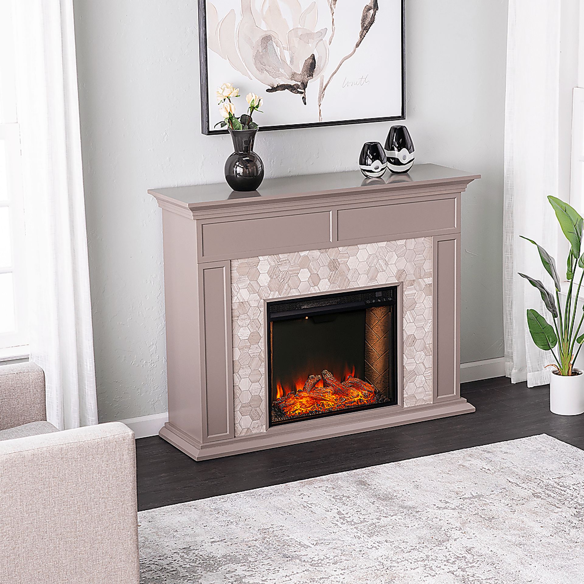 Tronewood III Gray 50 in. Console, With Smart Electric Fireplace - Image 7