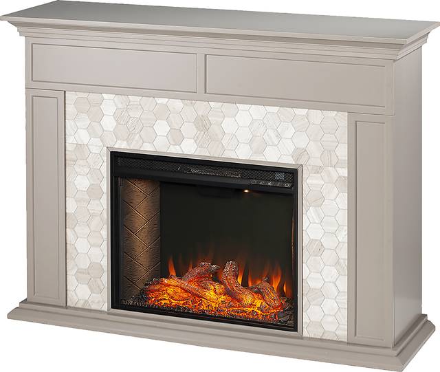 Tronewood III Gray 50 in. Console, With Smart Electric Fireplace - Thumbnail - Image 1