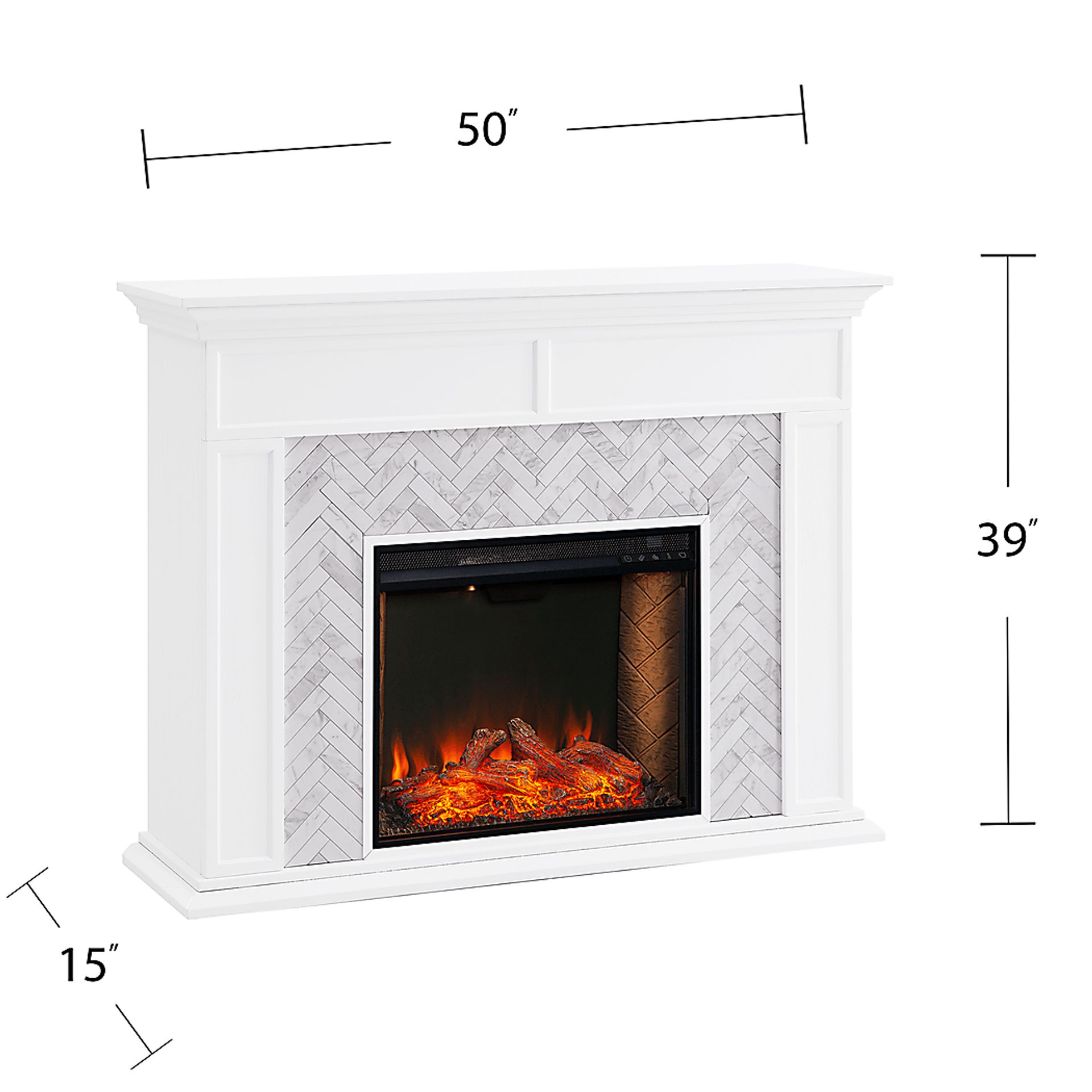 Tronewood III White 50 in. Console, With Smart Electric Fireplace - Image 8