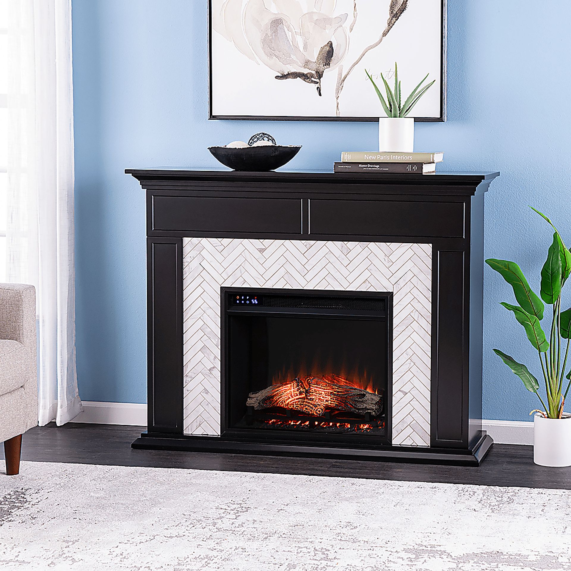Tronewood IV Black 50 in. Console, With Touch Panel Electric Fireplace - Image 2