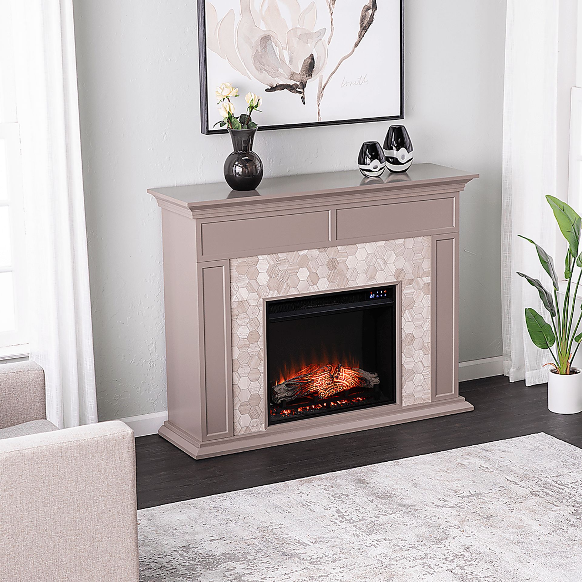 Tronewood IV Gray 50 in. Console, With Touch Panel Electric Fireplace - Image 7