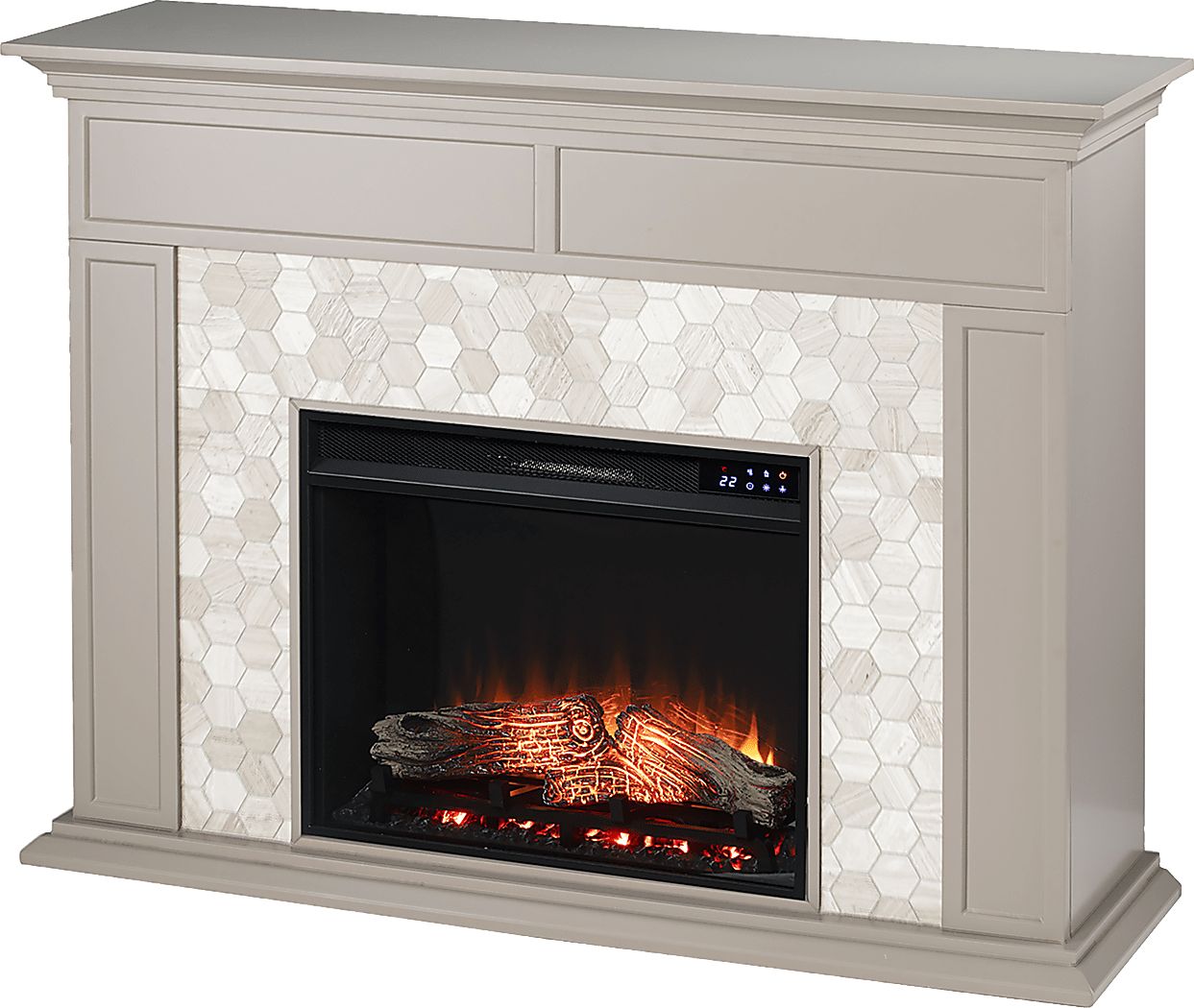 Tronewood IV Gray 50 in. Console, With Touch Panel Electric Fireplace