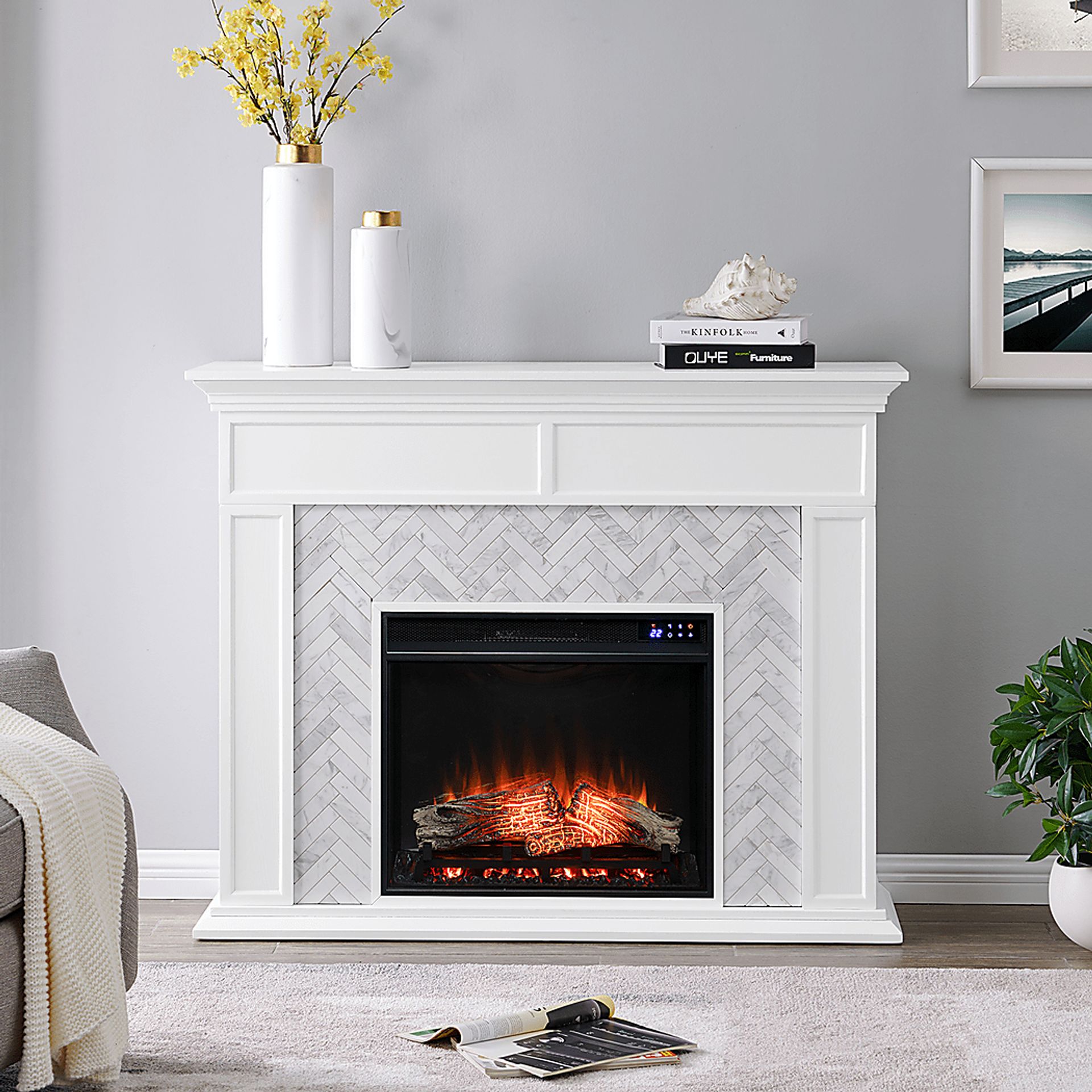 Tronewood IV White 50 in. Console With Touch Panel Electric Fireplace - Image 6