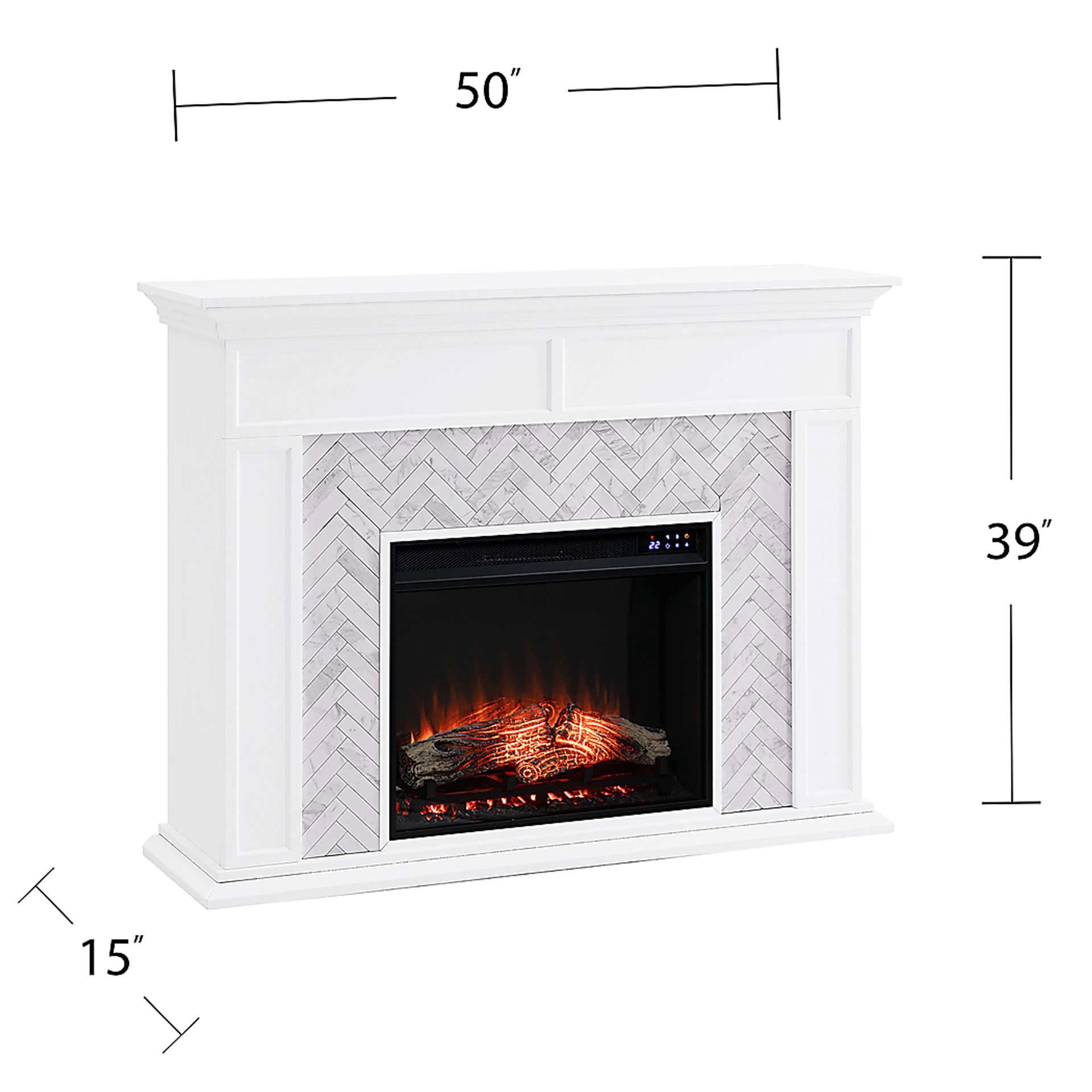 Tronewood IV White 50 in. Console With Touch Panel Electric Fireplace - Image 7