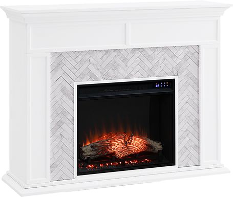 Tronewood IV White 50 in. Console With Touch Panel Electric Fireplace