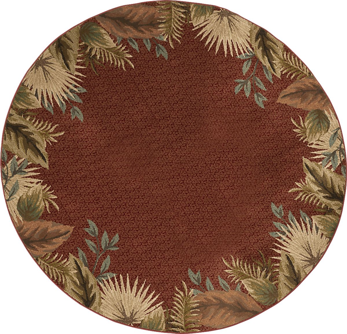 Tropic Paradise Red Polyester Fabric Round Rug | Rooms to Go