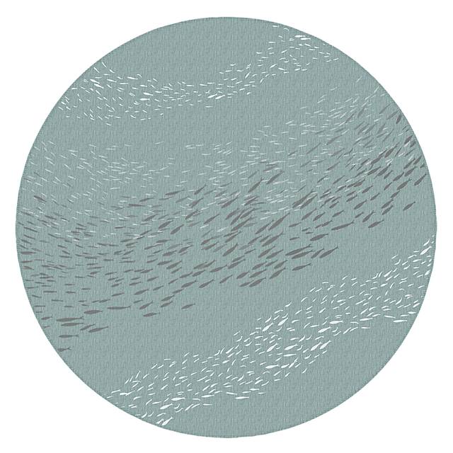 Tropical Adventures Aqua 7'10 Round Indoor/Outdoor Rug - Thumbnail - Image 1