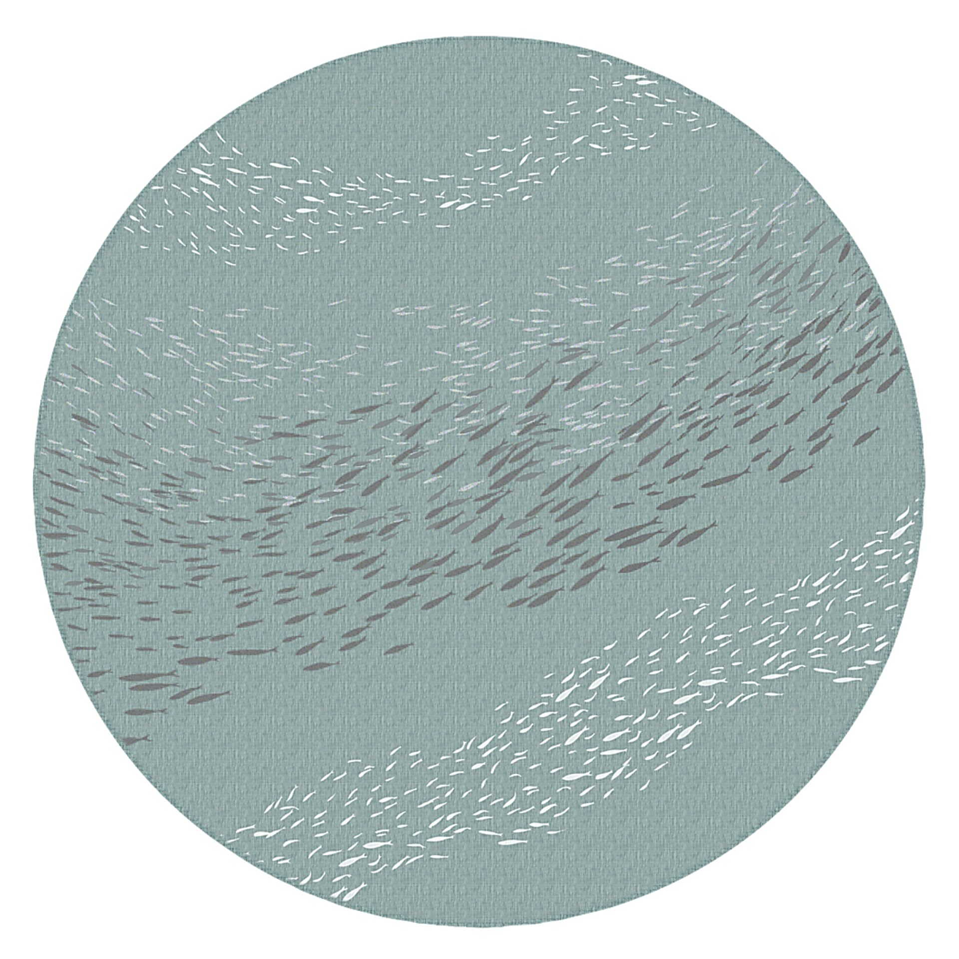 Tropical Adventures Aqua 7'10 Round Indoor/Outdoor Rug - Image 1