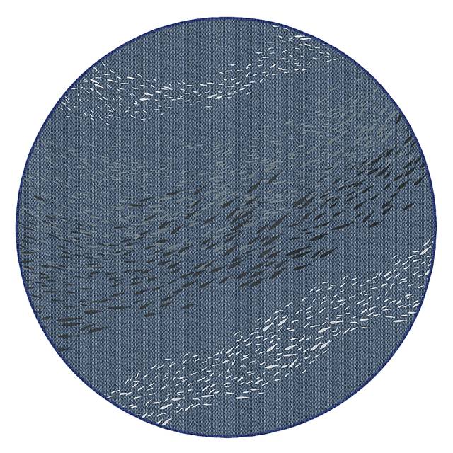 Tropical Adventures Navy 7'10 Round Indoor/Outdoor Rug - Thumbnail - Image 1