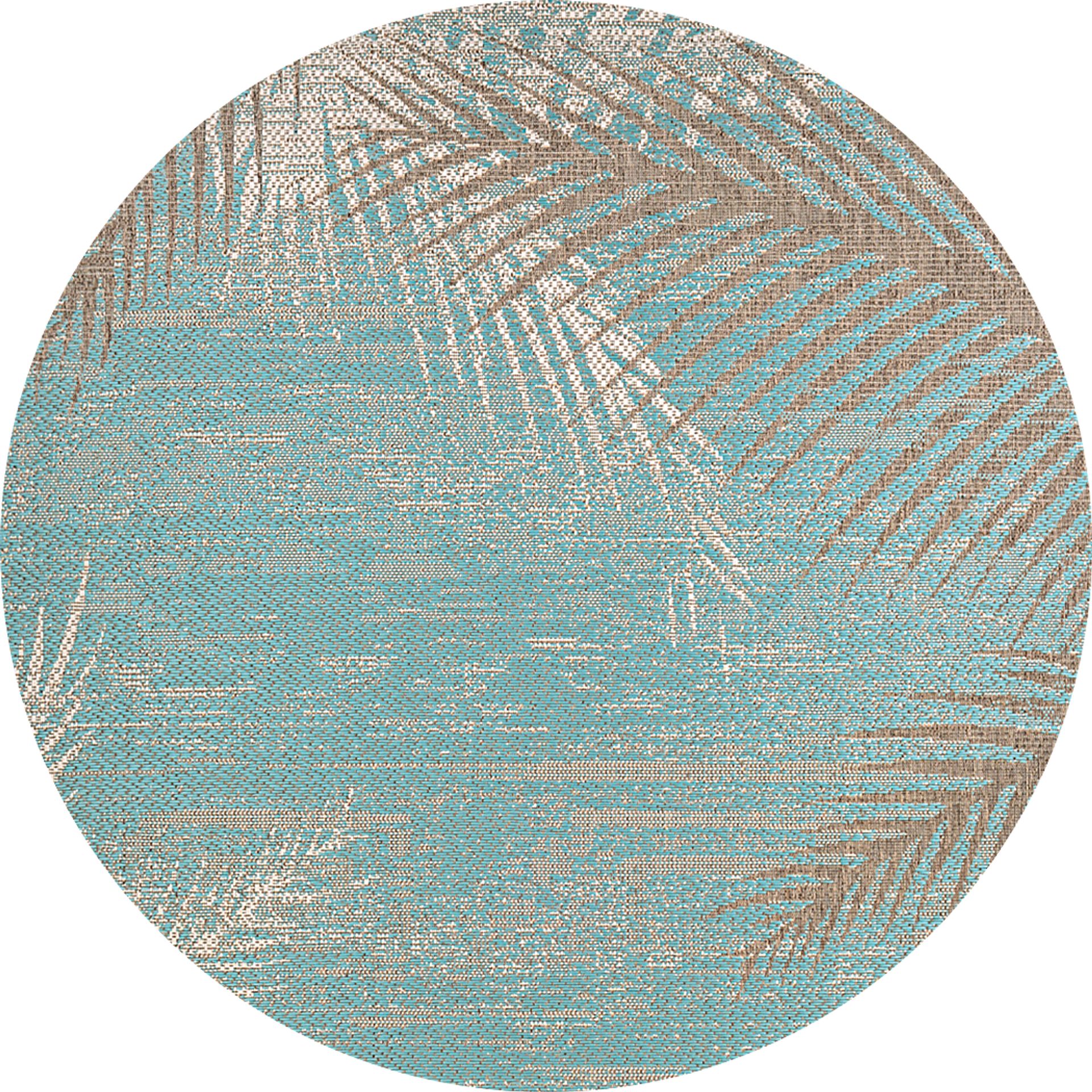 Tropical Tide Aqua 8'6 Round Indoor/Outdoor Rug - Image 1