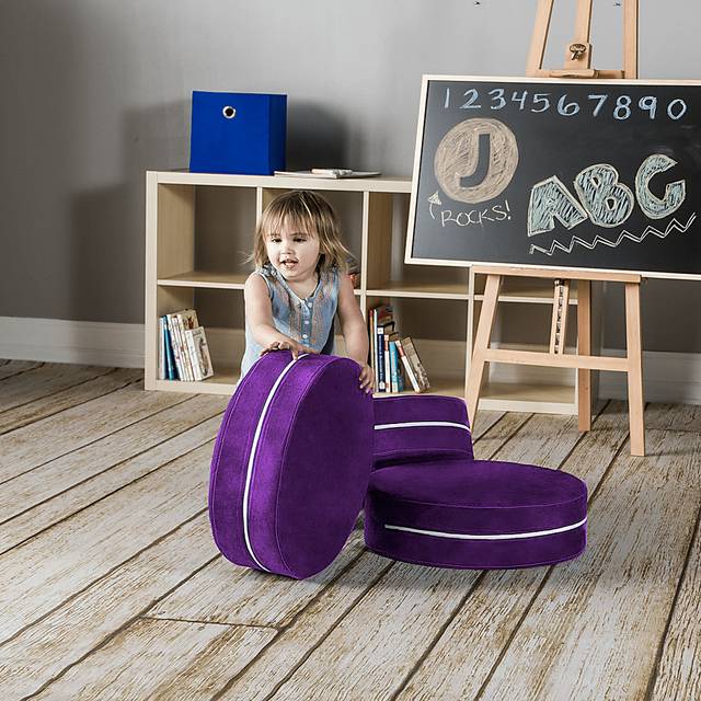 Kids Trudie Purple Ottomans, Set of 3 - Thumbnail - Image 2