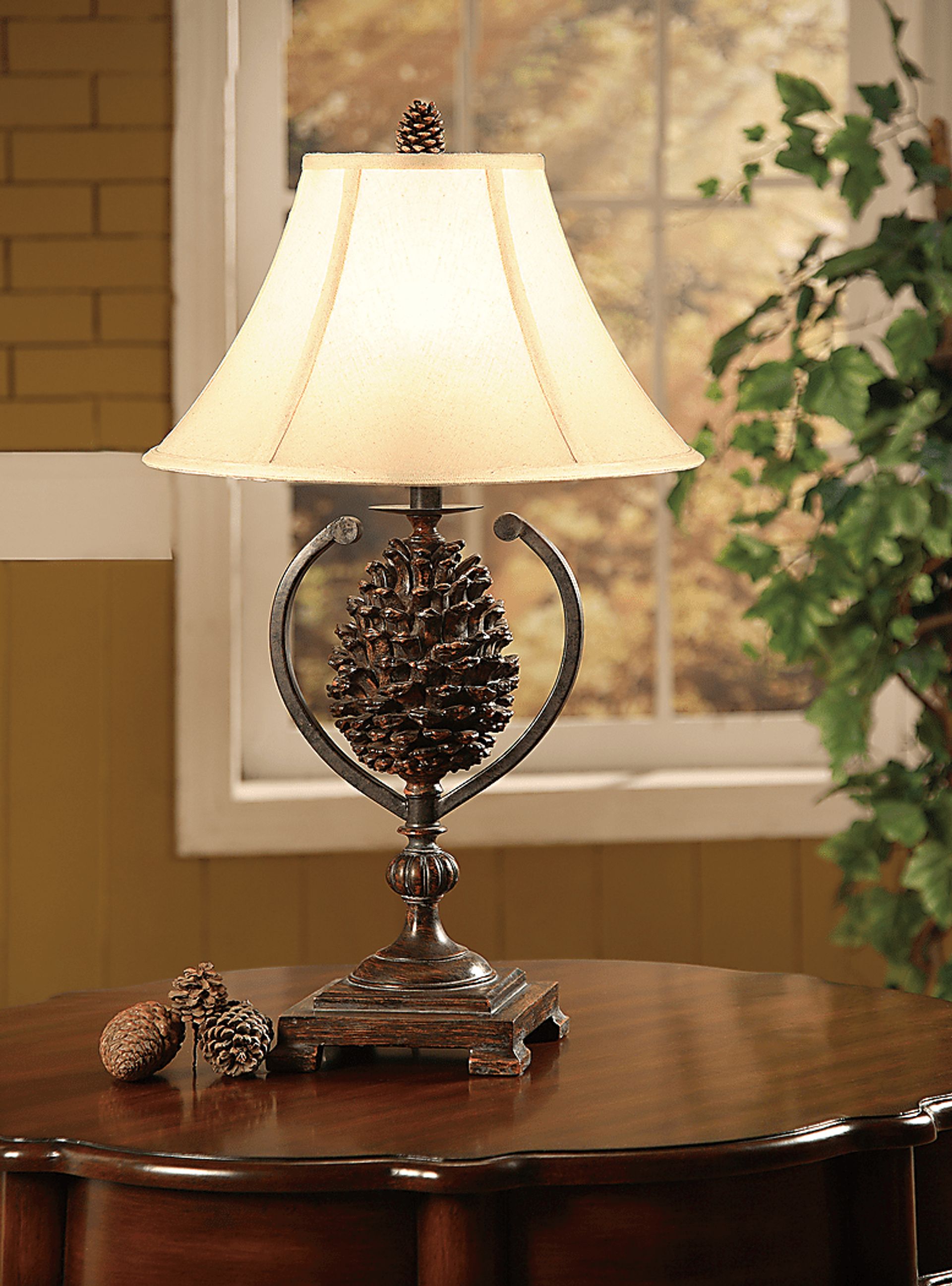 True Pine Brown Table Lamps, Set of 2 - Image 2