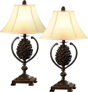 True Pine Brown Set of 2 Lamps