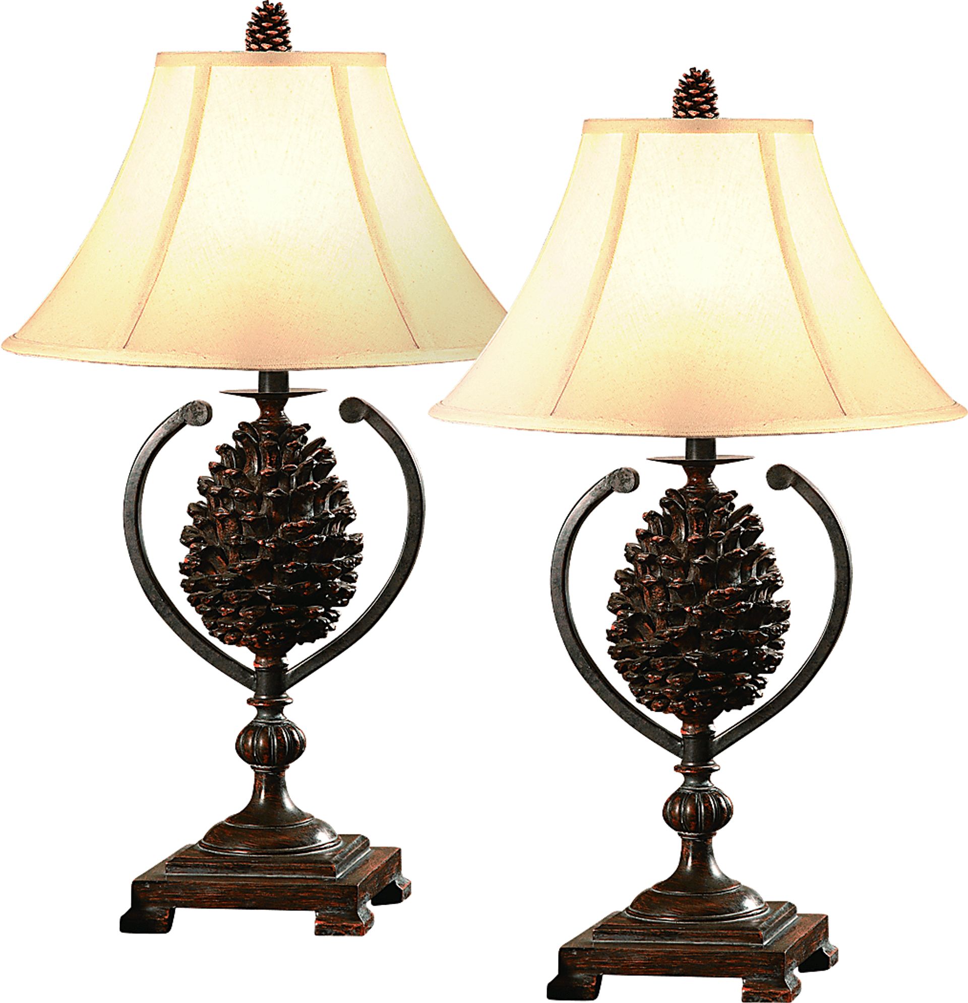 True Pine Brown Table Lamps, Set of 2 - Image 1