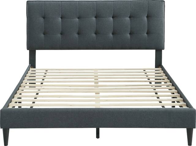 Tubae Charcoal Upholstered King Bed - Thumbnail - Image 2