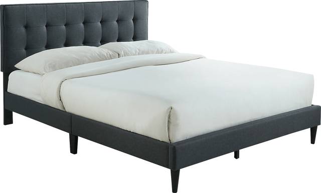 Tubae Charcoal Upholstered King Bed - Thumbnail - Image 1