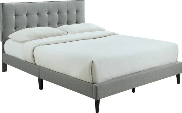 Tubae Gray Upholstered Queen Bed - Thumbnail - Image 1