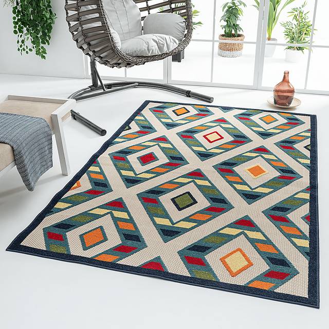 Tudali Blue 5' x 8' Indoor/Outdoor Rug - Thumbnail - Image 2