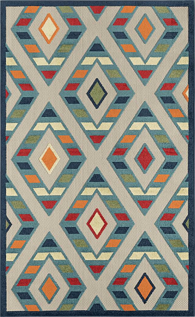 Tudali Blue 5' x 8' Indoor/Outdoor Rug - Thumbnail - Image 1