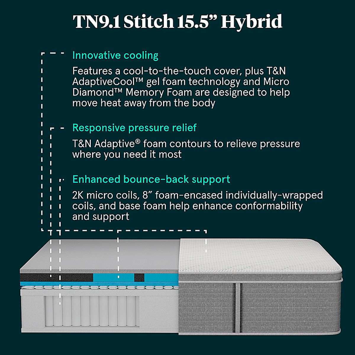 Tuft & Needle Stitch Tn9.1 California King Mattress | Rooms to Go