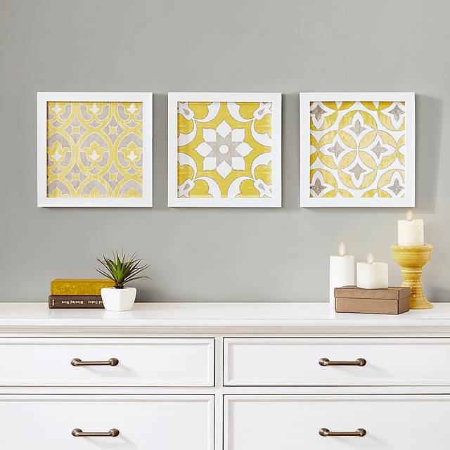 Tukwet Yellow 3 Piece Deco Box Wall Art Set - Thumbnail - Image 8