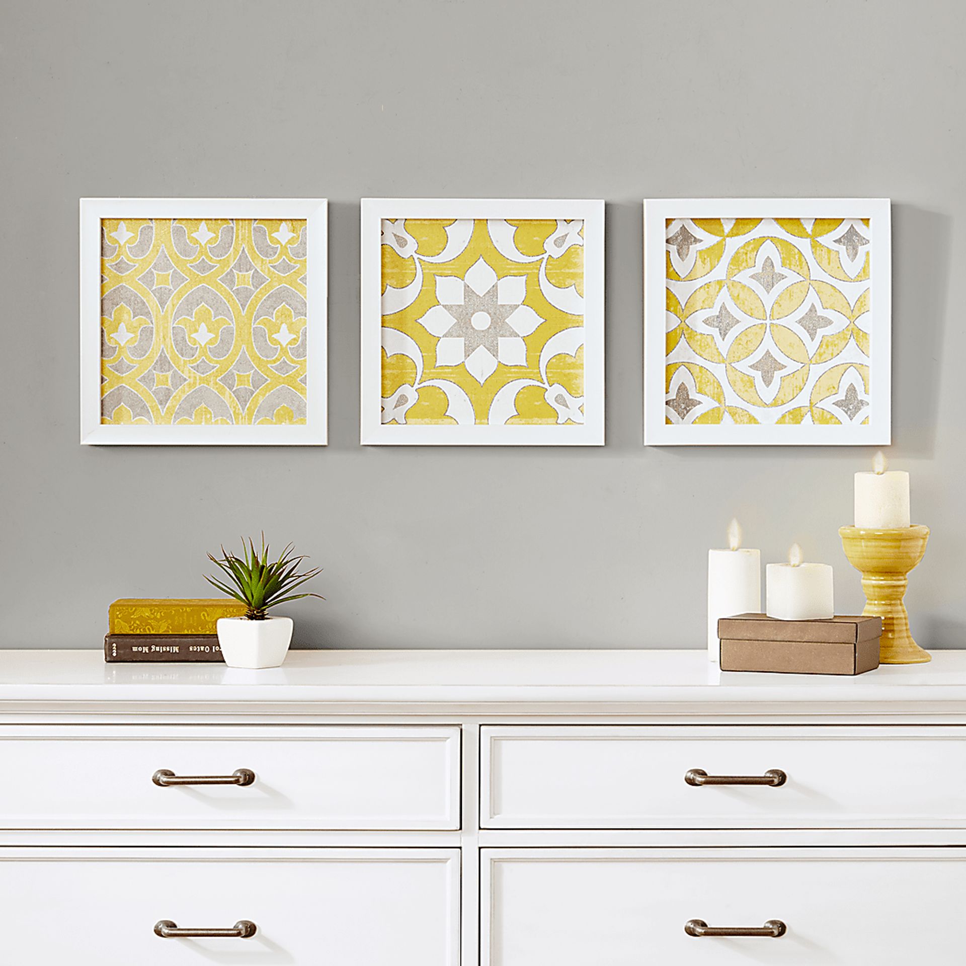 Tukwet Yellow 3 Piece Deco Box Wall Art Set - Image 8