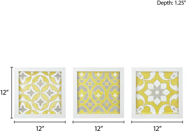 Tukwet Yellow 3 Piece Deco Box Wall Art Set - Thumbnail - Image 9