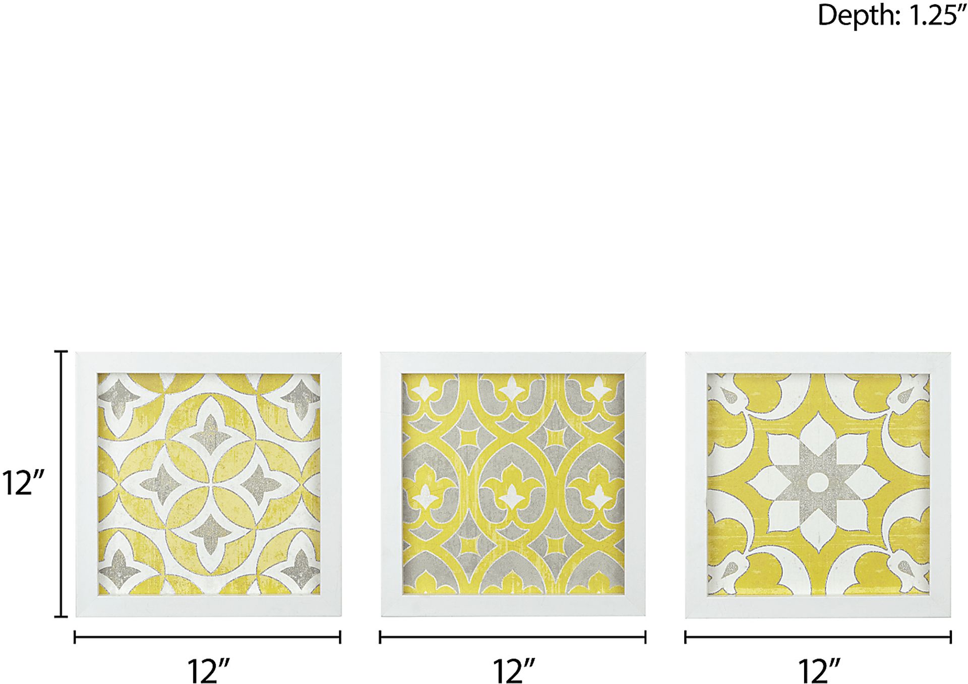 Tukwet Yellow 3 Piece Deco Box Wall Art Set - Image 9