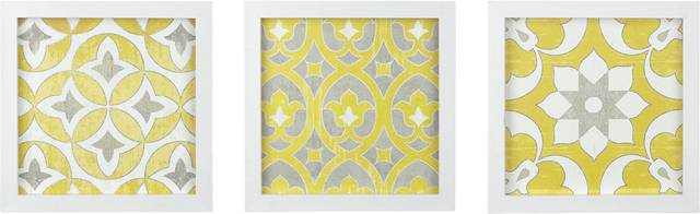 Tukwet Yellow 3 Piece Deco Box Wall Art Set - Thumbnail - Image 1