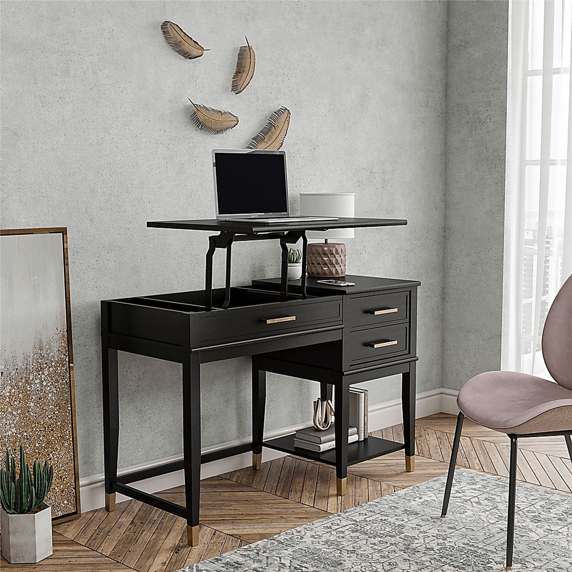 Tulagin Black Lift-Top Desk - Image 3