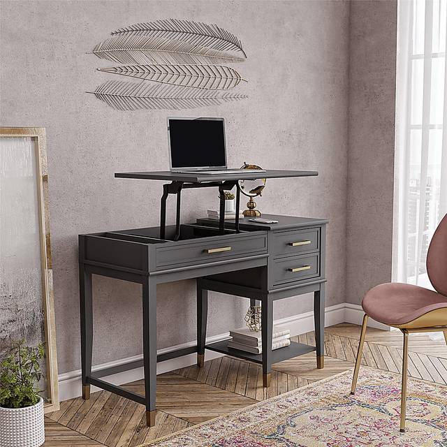 Tulagin Gray Lift-Top Desk - Thumbnail - Image 4