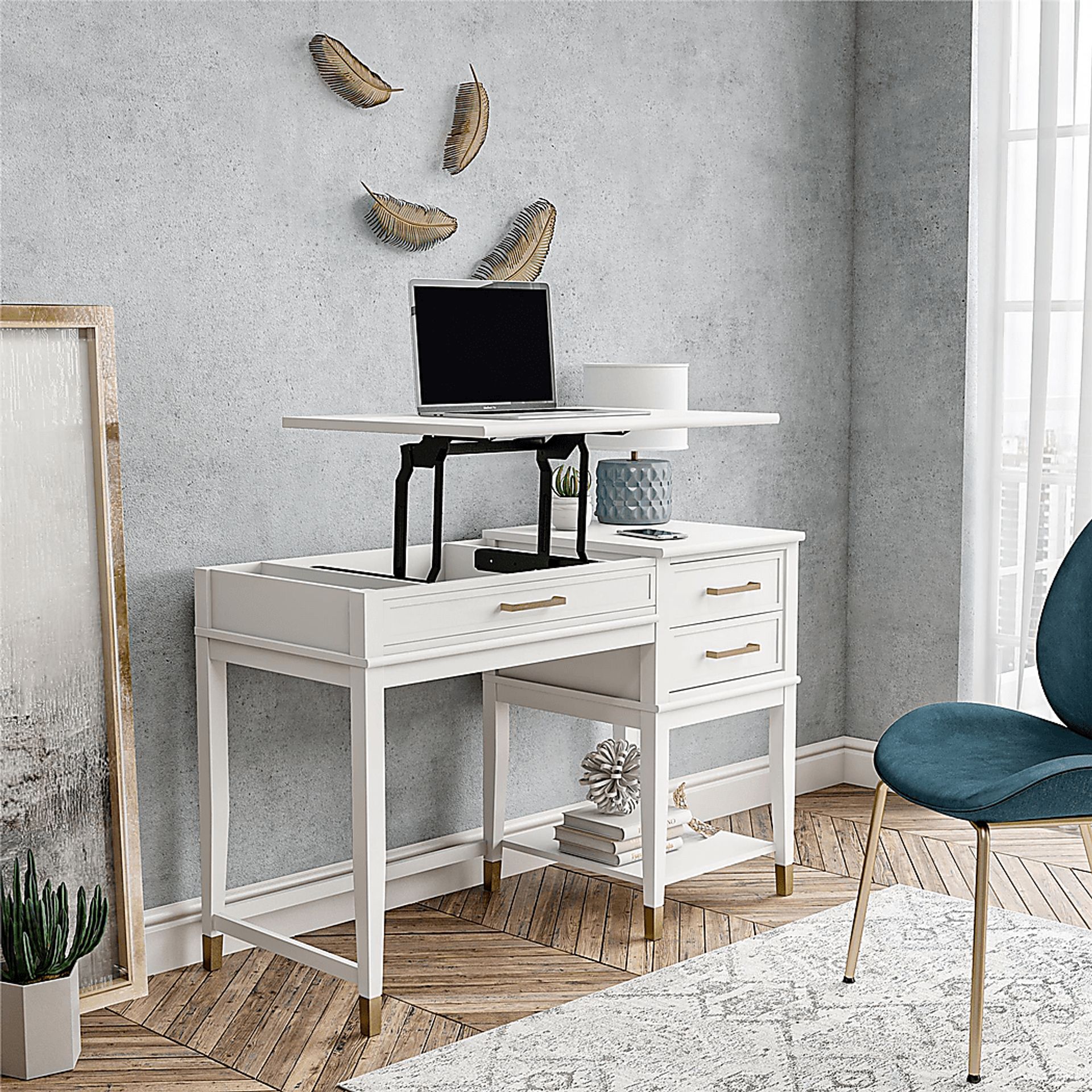 Tulagin White Lift-Top Desk - Image 3