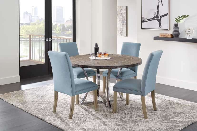 Tulip Blue Side Chair with Gray Legs
