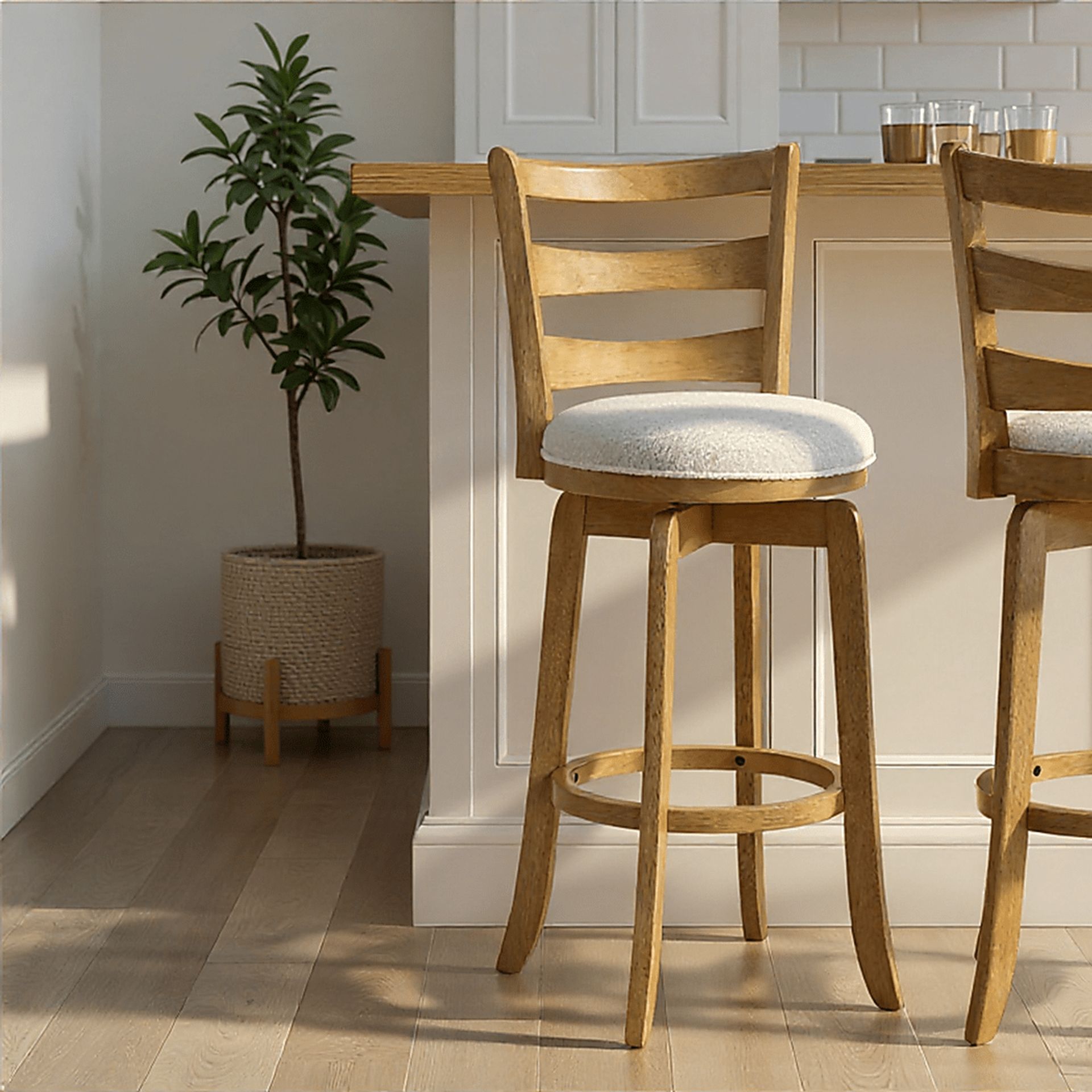 Tuliprover Natural Swivel Barstool - Image 2